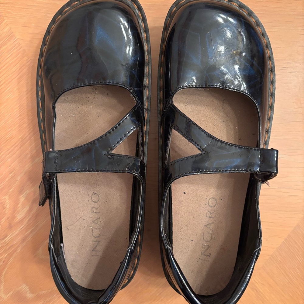 Incaro Dinah Mary Jane Blue Patent Leather Mules Nursing Professional Clogs